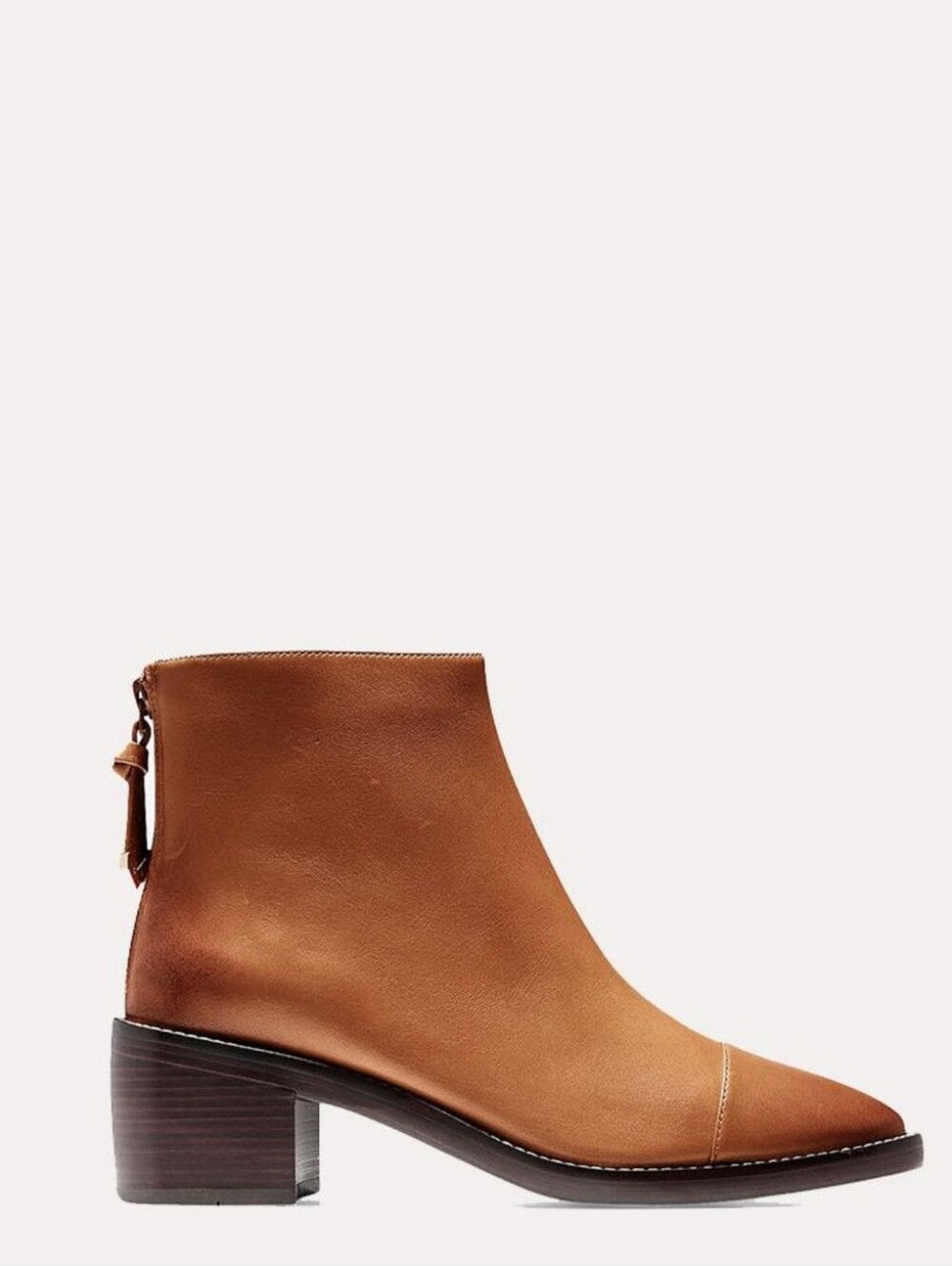 Cole Haan Chestnut Leather Ankle Bootie with Block Heel